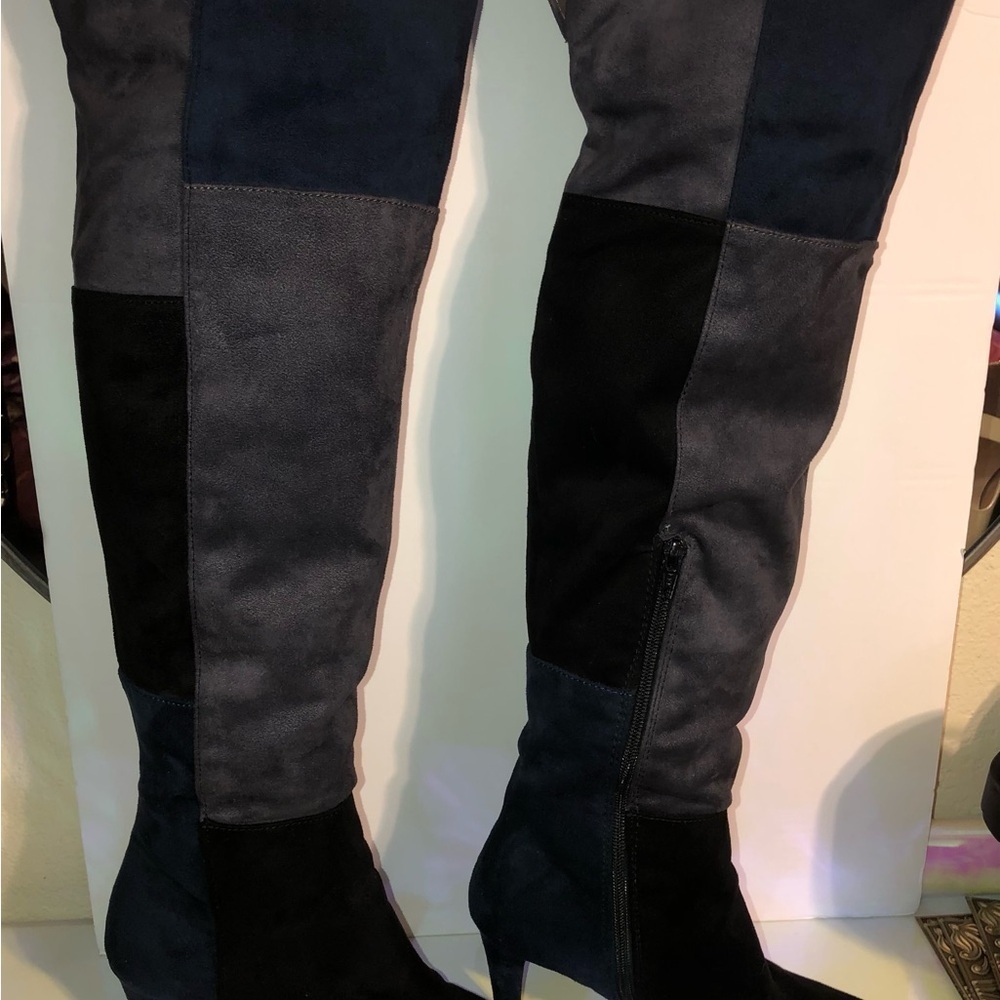 Rialto Women's Over the Knee Boots - Black and Blue - Picture 13 of 15